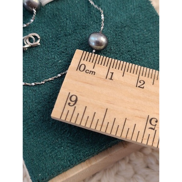 Sterling Silver Grey Pearl Necklace 18" Floating Freshwater Minimalist Jewelry - Picture 6 of 7